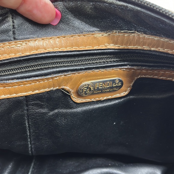 Fendi 1925 Pequin Boston Brown Tan Stripe Vintage Leather Handle Satchel Bag - Picture 12 of 16